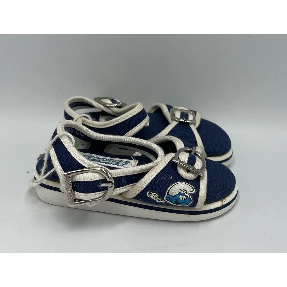 Vintage 1982 Smurf Baby Shoes Size 3‎ Sandals  Buckles Blue